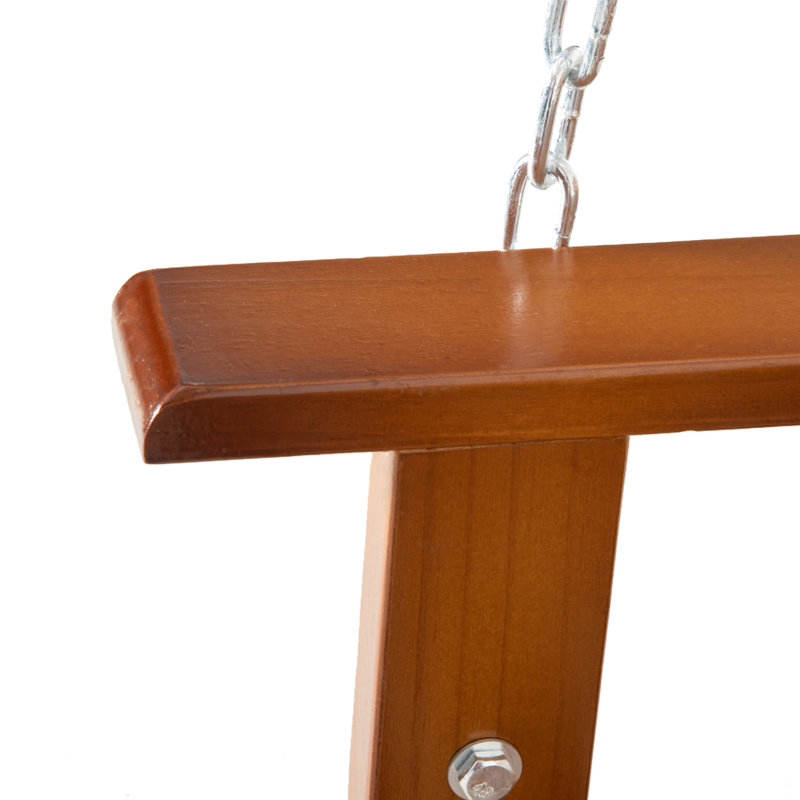 Teak and Pine Two-Person Outdoor Porch Swing with Chains