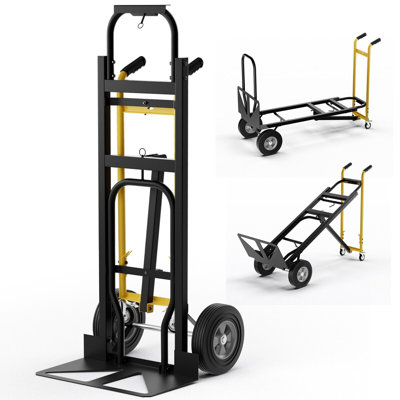131cm H x 57cm W x 53cm D Convertible Hand Truck 450Kg Heavy-Duty Collapsible Metal Dolly Cart