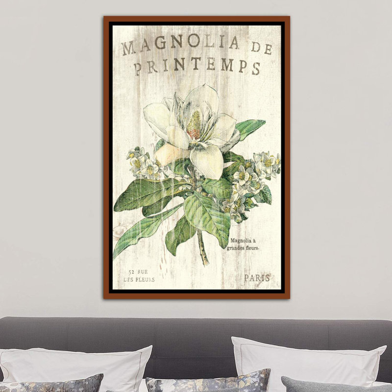 «Magnolia De Printemps» par Sue Schlabach - impression d'art graphique, H 40 po x l 26 po x P 1,5 po