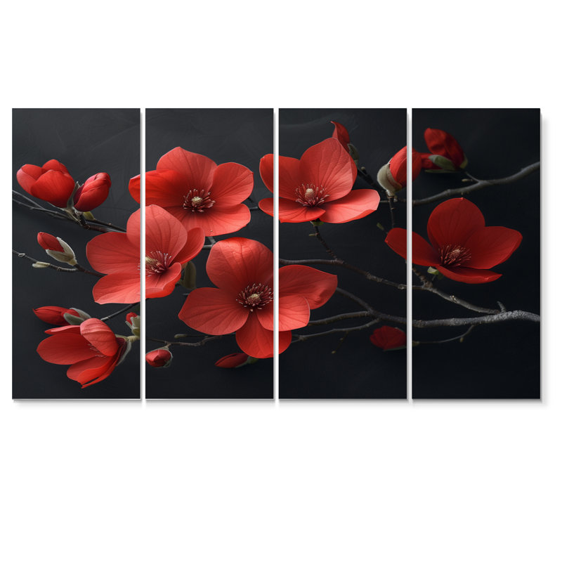 Ritzman - Magnolias, ensemble d'art sur toile, H 32 po x l 64 po
