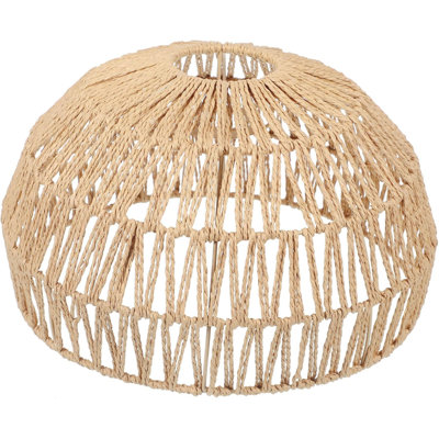 Boho Woven Rattan Hemisphere Chandelier Shade, Hanging Light Fixture Pendant Lamp Shade Replacement