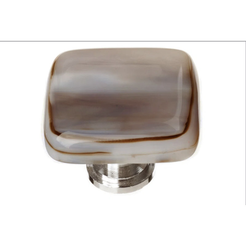Cirrus Square Knob, White/Brown, Polished Chrome