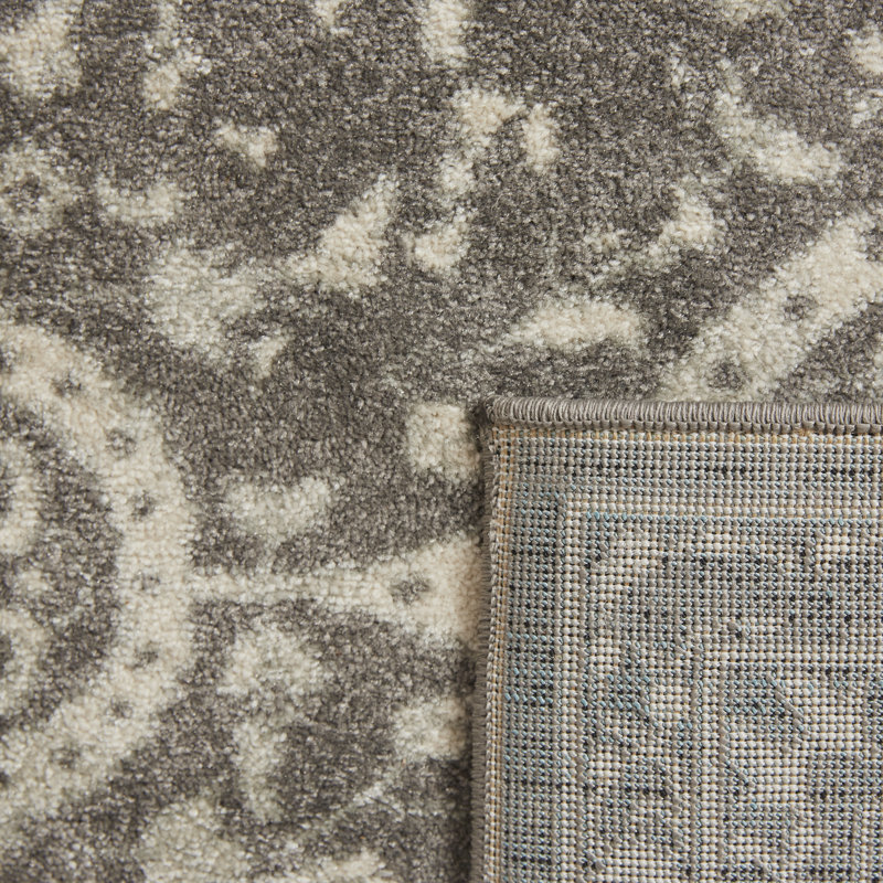Almirka Medallion Area Rug for Living Room Bedroom Dining Room Kitchen, Grey/Ivory, Rectangle 9' x 12'