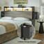 Lit Livia Queen avec 2 tiroirs sous le lit, lit plateforme moderne avec station de recharge et lumière DEL, tête de lit avec rangement, 2 tiroirs de chevet et étagères ouvertes, gris-705684570-697363590