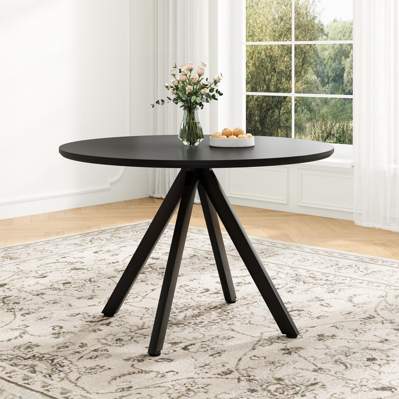 Whole Board Round Dining Table, Black, 75cm H x 100cm L x 100cm W