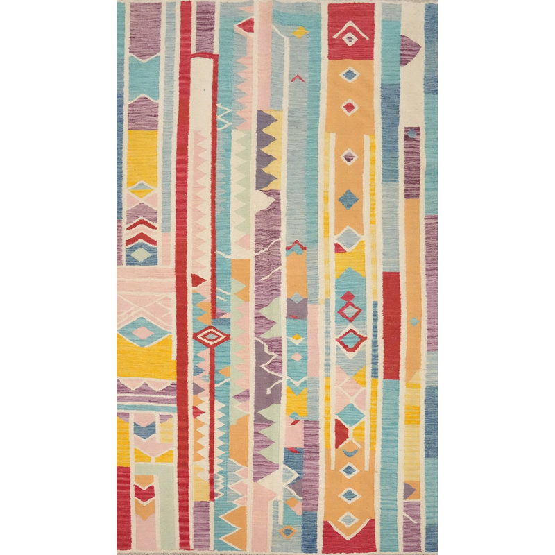 Tapis rayé vibrant 5 x 8 pour décoration moderne