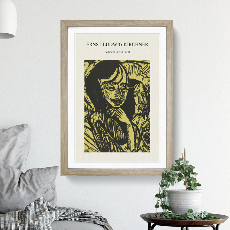 Fehmarn Girls by Ernst Ludwig Kirchner - Single Picture Frame Print, 36cm H x 27cm W x 2cm D, Oak Framed