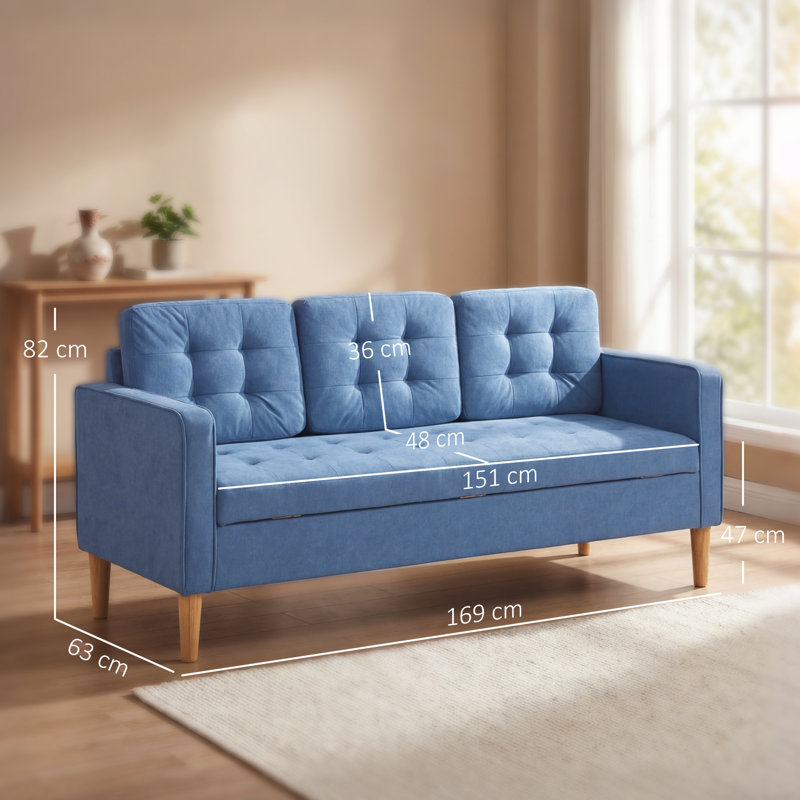 3 Seater Sofa, Blue