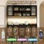 Garde-manger 71 po avec lumière DEL, porte arquée en verre cannelé et tablette à micro-ondes, buffet à 3 tiroirs Farmhouse-405202988