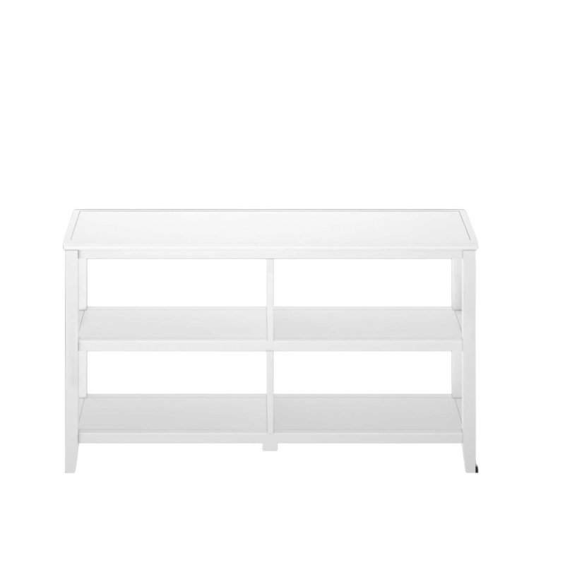 30" White Wood Two Shelf Bookcase, White
