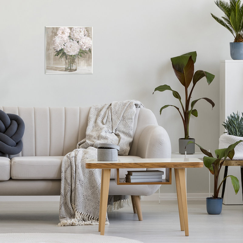 Plaque murale neutre pivoine fleurie beige, design par Amber Sterling