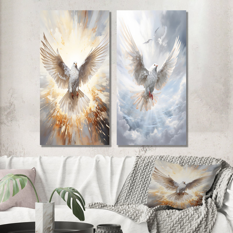 «Christianity Dove Descent From Paradise» - ensemble d'art mural en métal Christianity, H 28 po x l 24 po