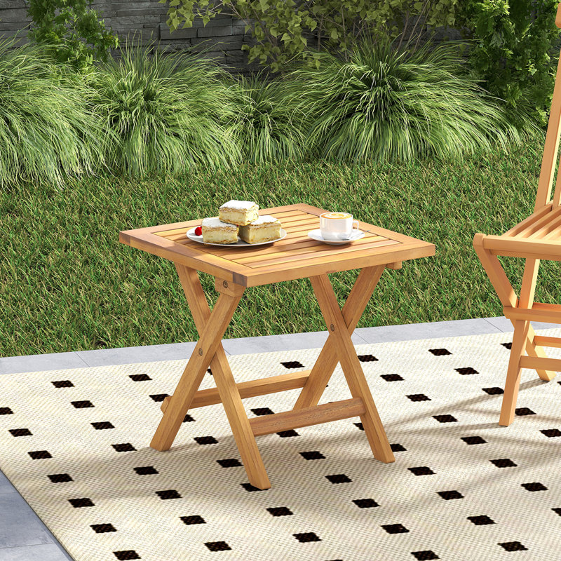 Table d'appoint d'extérieur pliante en bois d'acacia, 1