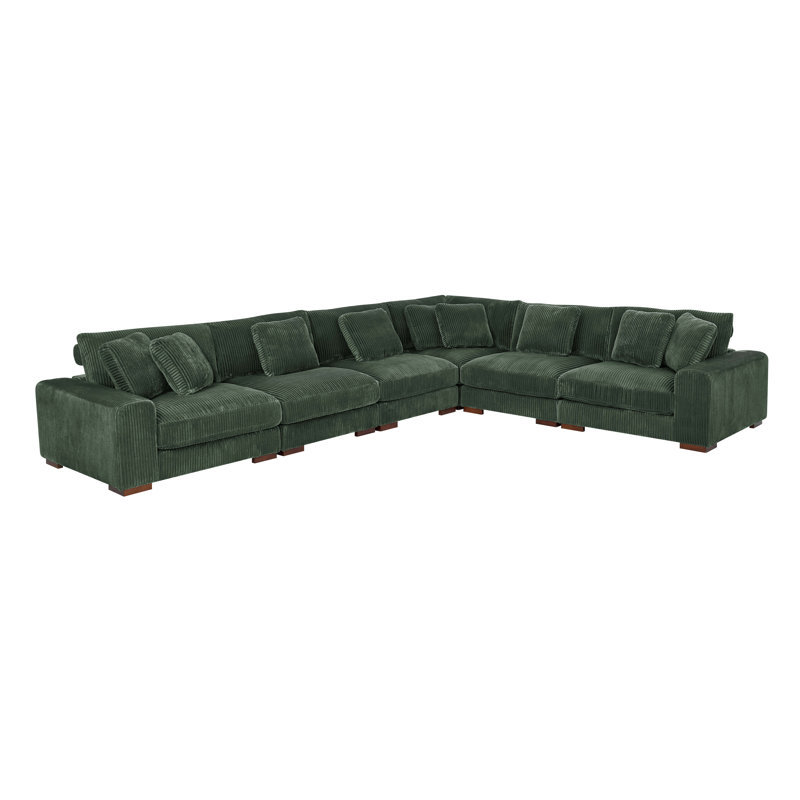 Amrith Corduroy L-Shaped Sectional Reversible, Hunter Green Corduroy 