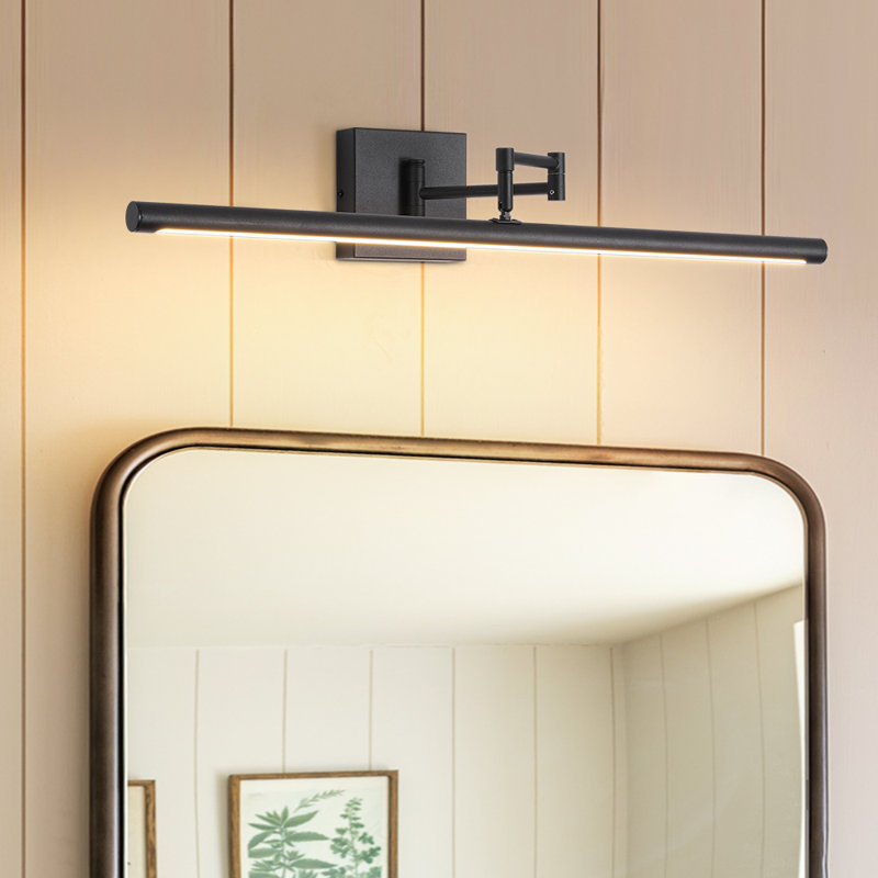 28'' Linear Dimmable Led Vanity Light With Articulated Adjustable Swing Arm, Matte Black