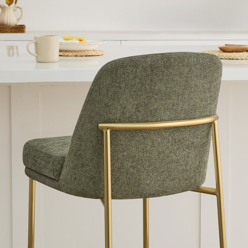 Tabouret de comptoir 27 po Angelick, Vert mousse, Doré