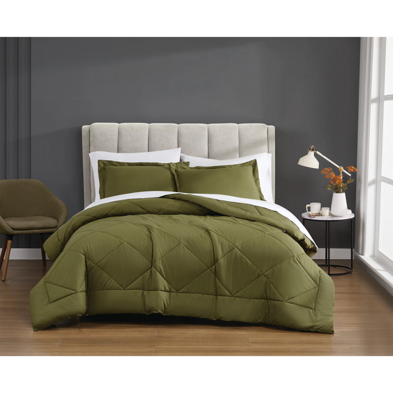 Ensemble d'édredon en coton, Édredon pour lit simple TG + 1 taie décorative, Vert