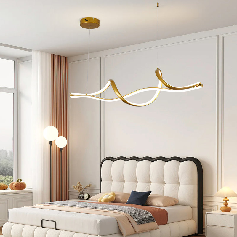 Luminaire suspendu pour îlot de cuisine 2 lumières à DEL doré, 43.3" W, Doré