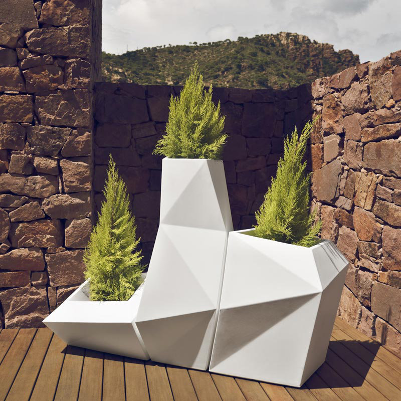 Pot à fleur en résine Faz, Blanc, H 39,25 po x l 36,25 po x P 30,25