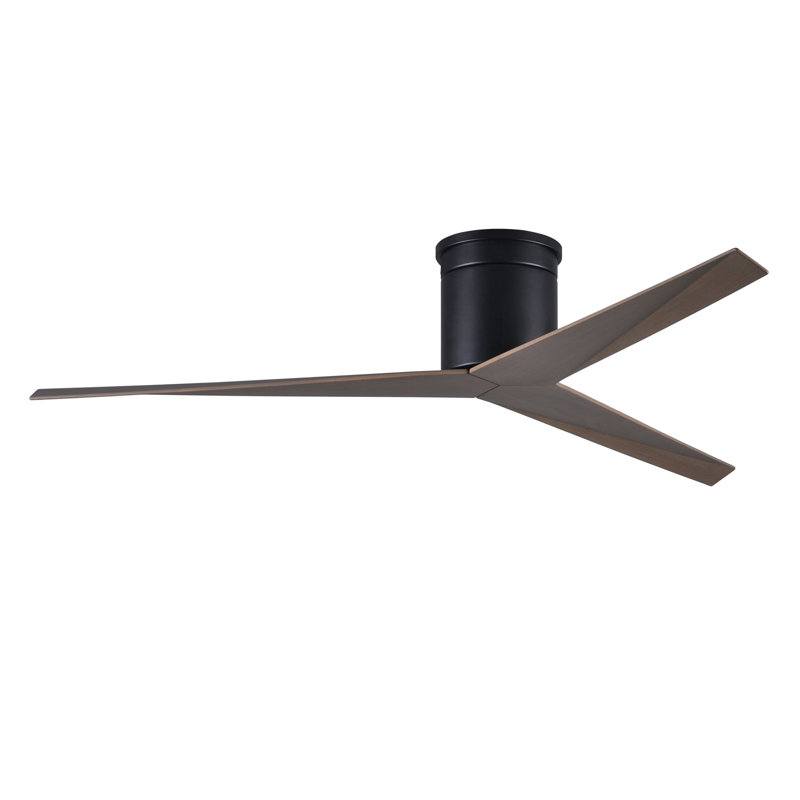 Ventilateur de plafond 3 pales 56 "avec télécommande, Ton chêne vieilli, Noir mat