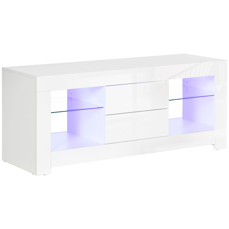 Meuble télé ultrabrillant avec lumières DEL pour téléviseurs de 55 po ou moins - blanc