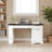 55" Modern Fluted Office Desk With Storage Cabinet & Drawers, Computer Writing Desk With Power Outlet, Pegboard, Built-In Shelves And Keyboard Tray For Study, Living Room, Home Office, White-123266570