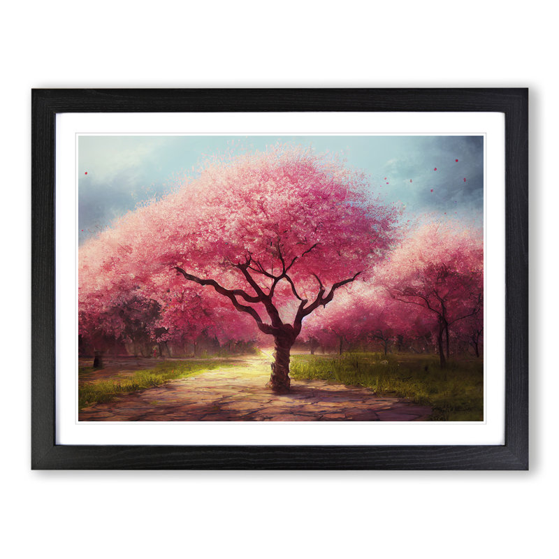 Bewitching Cherry Blossom Trees - Single Picture Frame Print, Black Framed, 46cm H x 64cm W x 2cm D