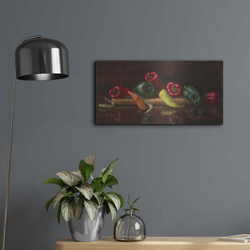 «Green and Red Peppers» par Christopher Pierce, H 12 po x l 24 po