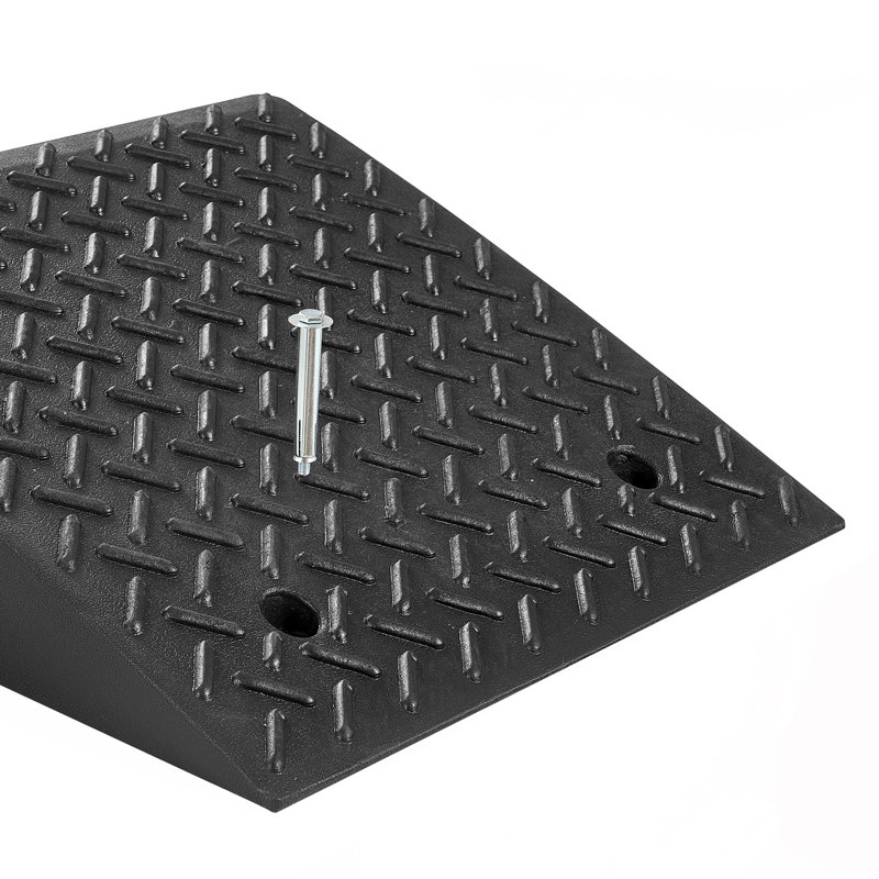Rampe de bordure en caoutchouc 20,47 po x 20,47 po x 9,84 po, paquet de 2 rampes de bordure en caoutchouc noir, capacité de 7 000 lb avec canal de drainage pour garages