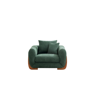 Chaise longue confortable en tissu Sherpa de style moderne pour le salon, pieds en bois
