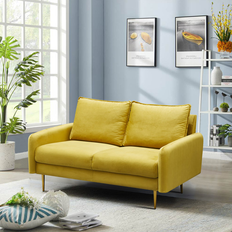 Govany 57.8'' Velvet Loveseat, Gold Velvet, 33" H x 57.8" W x 31.7" D