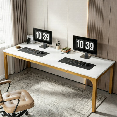 Grand bureau d'ordinateur 78,7 po, table de conférence 6 pi avec cadre en métal pour bureau et salle de réunion