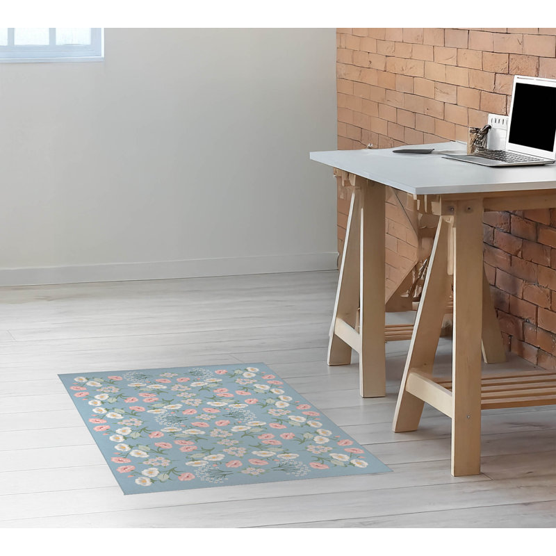 Tapis de bureau léger May Flowers, L 24 po x P 36 po, Bleu denim