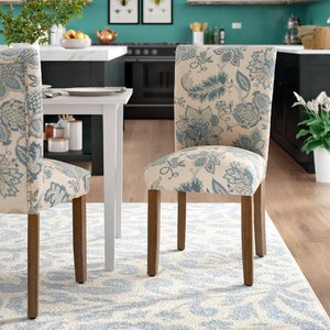 Upholstered Dining Chair in Tan/Blue