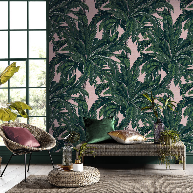 Daintree Palm Pearl Wallpaper, Pink