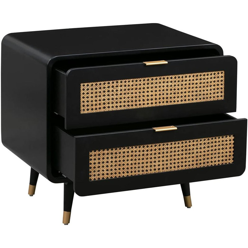 Cianciulli 2 - Drawer Nightstand in Black/Natural/Brass