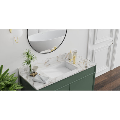 Lavabo de salle de bain encastré en résine 25,2 po x 16,1 po Badeloft UB-04-RL-G blanc brillant