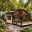 Niche pour chien en bois avec porche et chambre double - Toit ouvrable, fond amovible et plancher surélevé