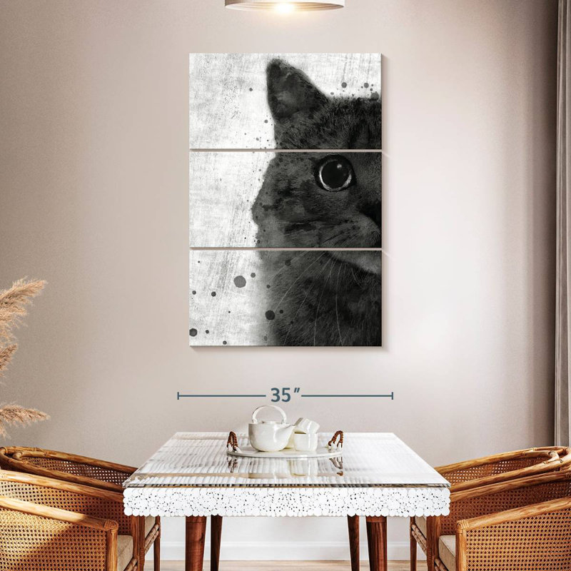 Chat noir et blanc Brampt, H 50 po x l 32 po