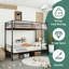 Lit superposé en métal peu encombrant, conception moderne, taille simple pour la maison