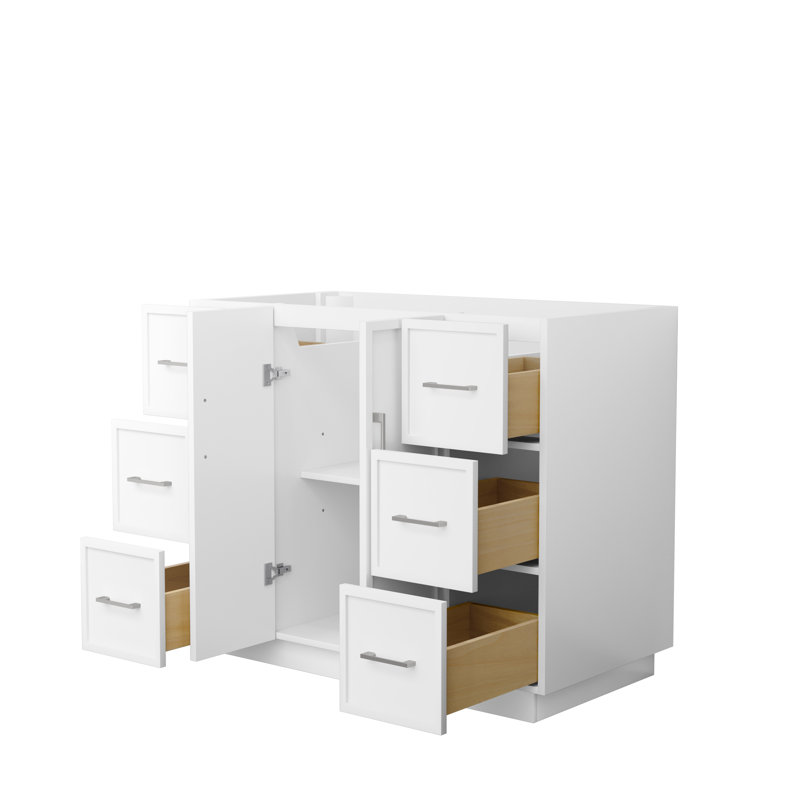 Elan TK 42" Freestanding Single Bathroom Vanity with Marble Top, White, Brushed Nickel
