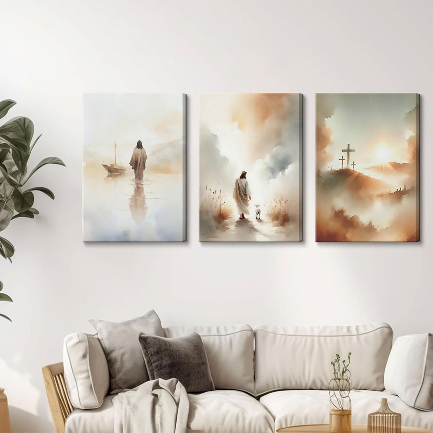 Red Barrel Studio® 3 Pcs Framed Jesus Wall Art Jesus Walking On Water ...