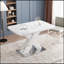 Table de salle à manger moderne carrée avec plateau en marbre blanc extensible et pieds en MDF durable en X, parfaits pour les cuisines et les salles à manger contemporaines.-387954416
