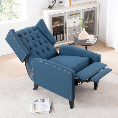 Manual Wing Chair Recliner, High Colorfastness Fabric Chair with Deep Tufted Back | Silver Nailhead Trim, 3 Adjustable Positions for All-Day Comfort by Lark Manor