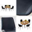 Ensemble de table et de chaises. Table de salle à manger extensible moderne. Convient pour des rassemblements de différentes tailles. Combiné avec 4 chaises en polyuréthane artificiel noir avec un design de coussin incurvé.