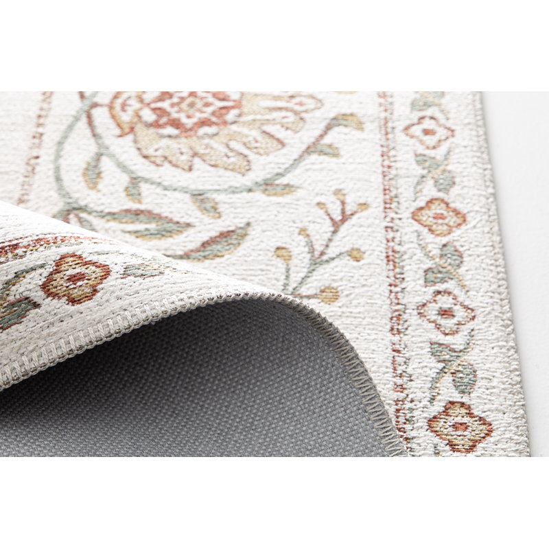Floral Recycled P.E.T Area Rug, Rectangle 200 x 290 cm, Cream