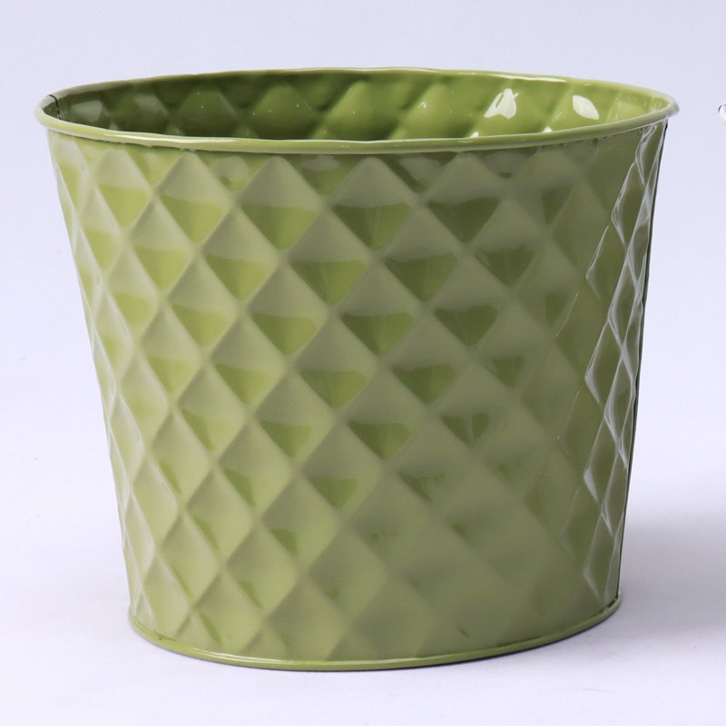 Shiny Embossed Diamond Pattern Bucket, Green