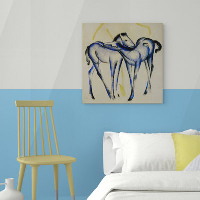Two Blue Horses by Franz Marc - Wrapped Canvas