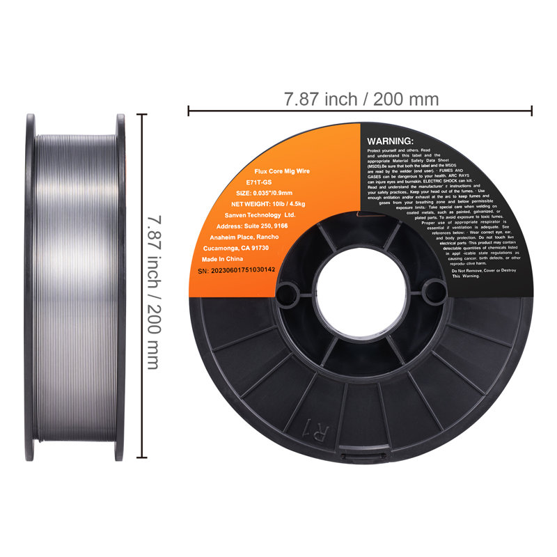 Flux Core Welding Wire, E71T-GS 0.035-inch 10LBS, Gasless Mild Steel MIG Welding Wire with Low Splatter for All Position Arc Welding and Outdoor Use