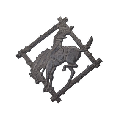 Bestar Rustic Brown Cast Iron Cowboy & Bucking Horse Rodeo Decorative Kitchen Dining Room Table Trivet